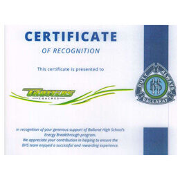 Certificate of Recognition BHS Certificate of Recognition BHS